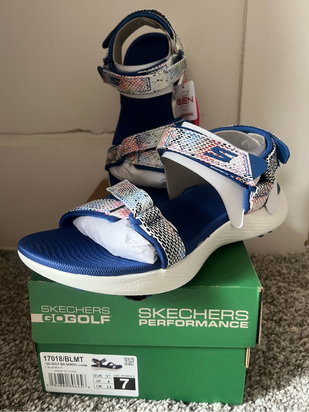 Skechers Women’s Go Golf 600 Charms Multi-Color Snake Print Sandals - Size 7
